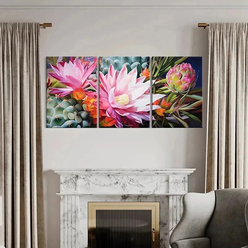 3pcs Colorful Plants Succulents Flowers Wall Art Set Canvas Framed 40x60cm - High Quality Print 100% Australian Made Wall Canvas Ready to Hang