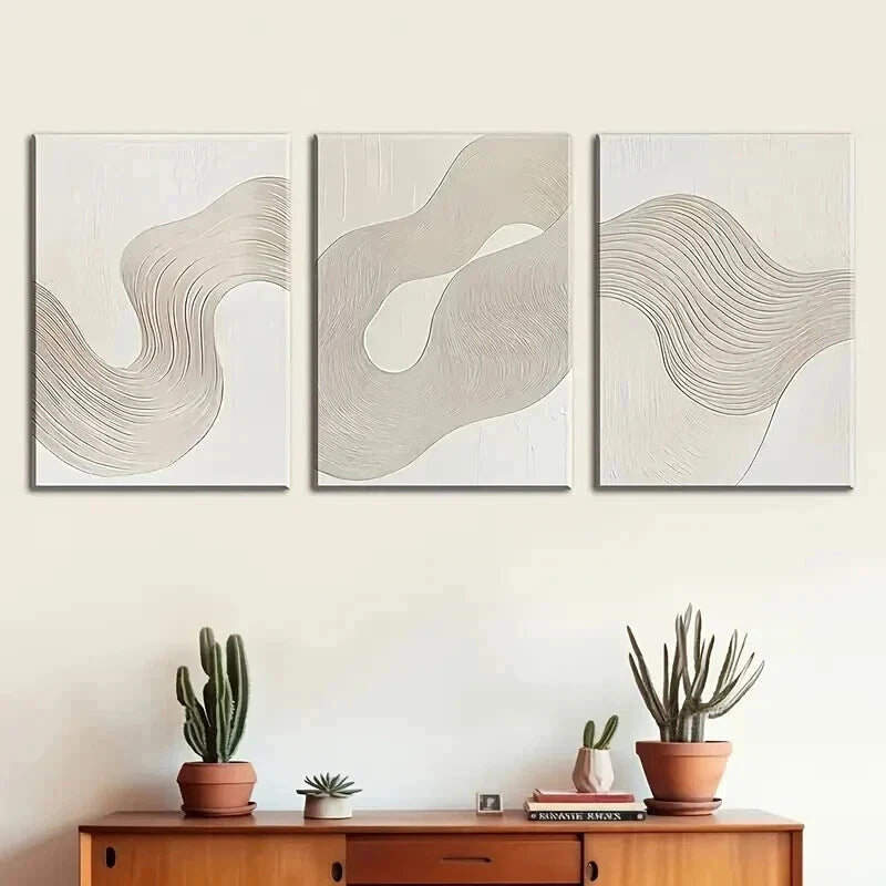 3pcs Modern Abstract Line Art Decor Wall Art Set Canvas Framed 40x60cm - High Quality Print 100% Australian Made Wall Canvas Ready to Hang
