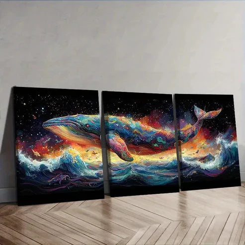 3pcs Modern Whale Wall Art Set Canvas Unframed - High Quality Print 100% Australian Made Wall Canvas