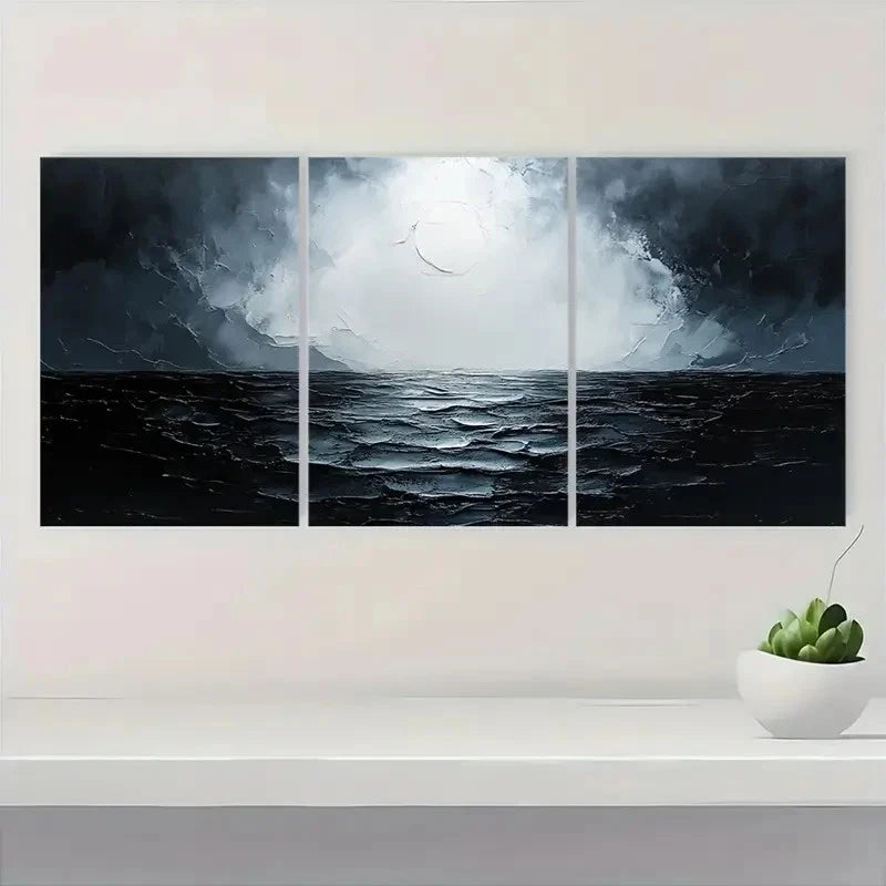 3pcs Minimalist Black & White Artwork EX Wall Art Set Canvas Framed 50x70cm - High Quality Print 100% Australian Made Wall Canvas Ready to Hang