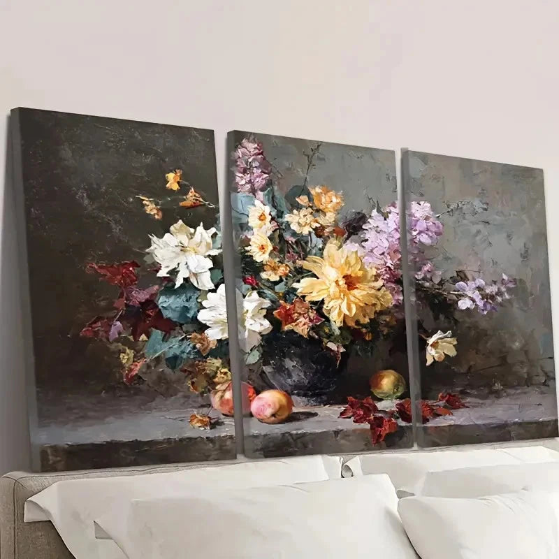 3pcs fall flowers Wall Art Set Canvas Framed 40x60cm - High Quality Print 100% Australian Made Wall Canvas Ready to Hang