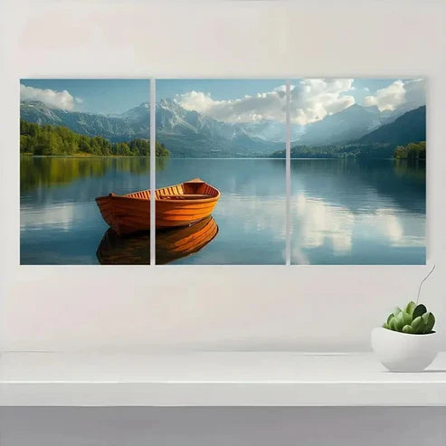 3pcs Serene Mountain & Lake Scenery Wall Art Canvas Unframed - High Quality Print 100% Australian Made Wall Canvas