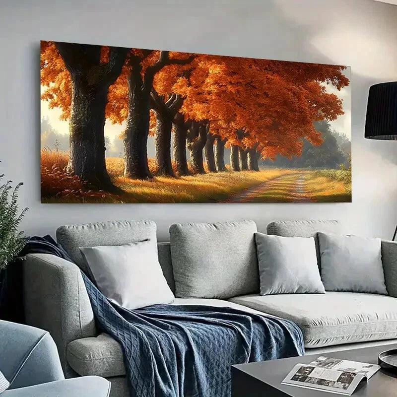 Autumn Tree Vintage Path wall canvas office home room framed 120x60cm