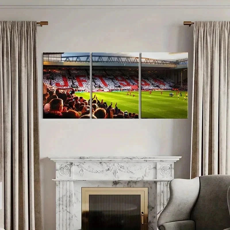3pcs Football Stadium with Match Scene Wall Art Set Canvas Framed 40x60cm - High Quality Print 100% Australian Made Wall Canvas Ready to Hang