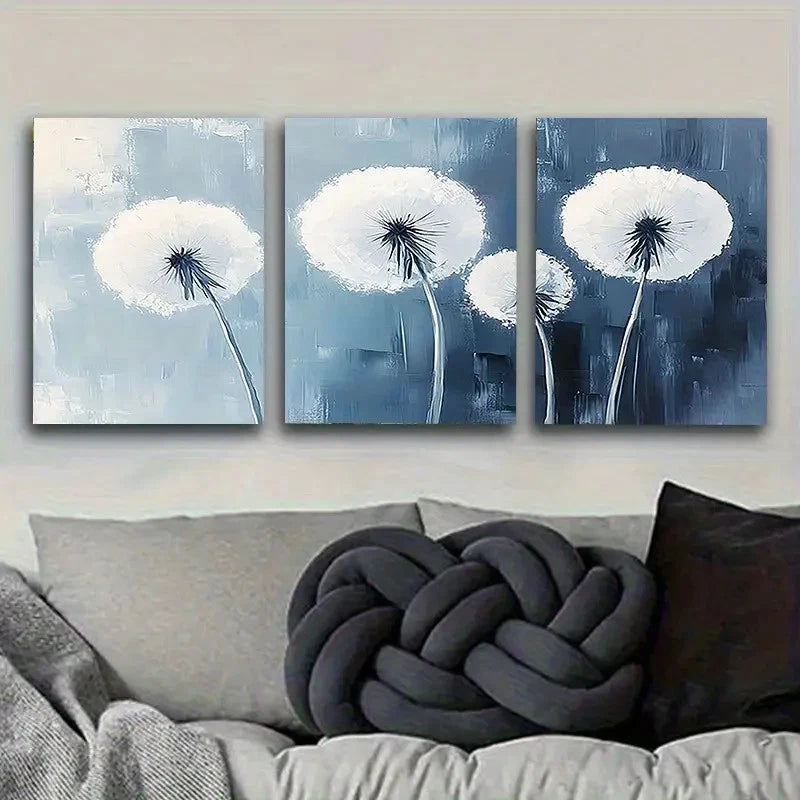 3pcs Minimalist Dandelion Wall Art Set Canvas Framed 40x60cm - High Quality Print 100% Australian Made Wall Canvas Ready to Hang