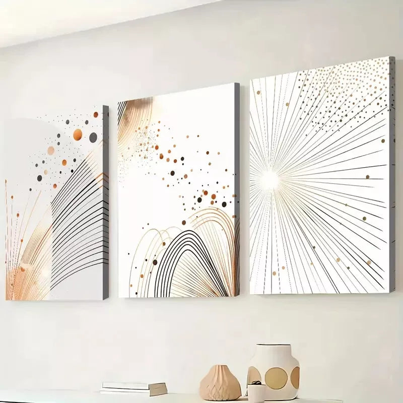 3pcs Minimalist Drops Fashion Abstract Geometric Wall Art Set Canvas Framed 50x70cm - High Quality Print 100% Australian Made Wall Canvas Ready to Hang
