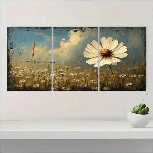 3pcs Queen Annes Lace Meadow Beige Perfect Wall Art Set Canvas Unframed - High Quality Print 100% Australian Made Wall Canvas