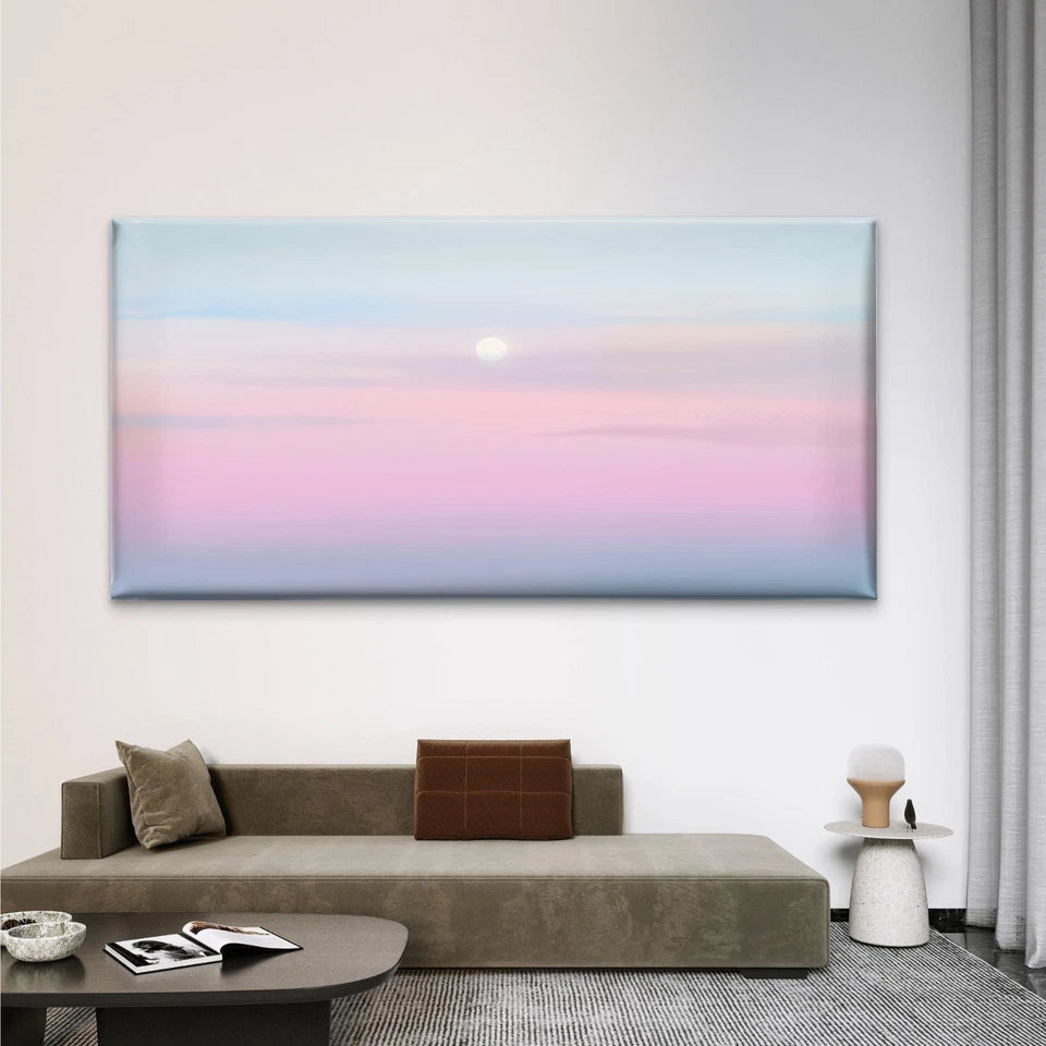 Sunset Background Pastel Sky Wall Art Canvas Office Home Room Framed 120x60cm