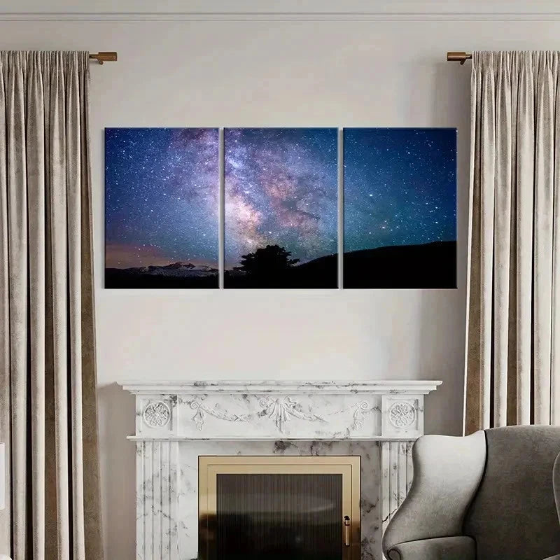 3pcs Milky Way and Starry Sky Modern Wall Art Set Canvas Framed 40x60cm - High Quality Print 100% Australian Made Wall Canvas Ready to Hang