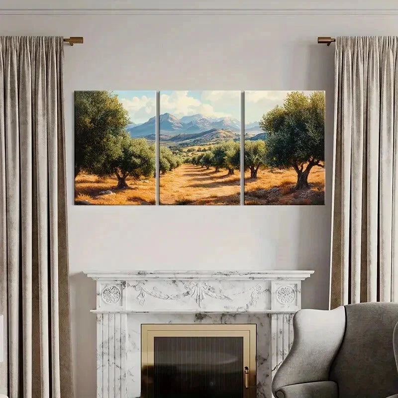 3pcs Nature Landscape Art Olive Grove Trees Wall Art Set Canvas Framed 40x60cm - High Quality Print 100% Australian Made Wall Canvas Ready to Hang
