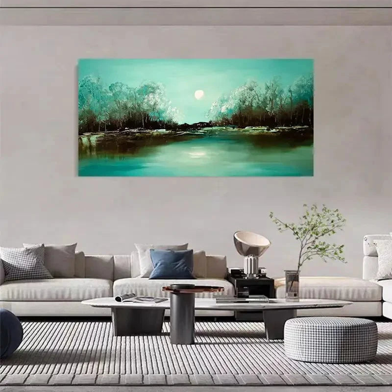 Minimalist Forest Lakes Wall Art Canvas Office Home Room Framed 120x60cm