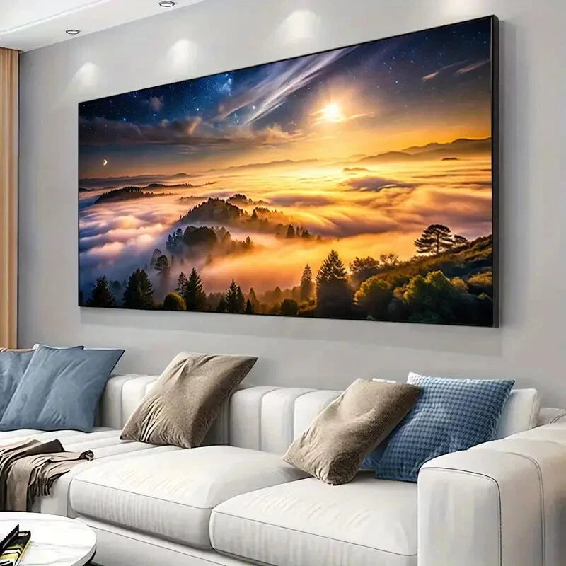 Starry Sky Landscape wall canvas office home room framed 120x60cm