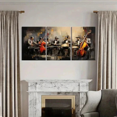 3pcs Abstract Jazz Band Performance Wall Art Canvas Unframed - High Quality Print 100% Australian Made Wall Canvas