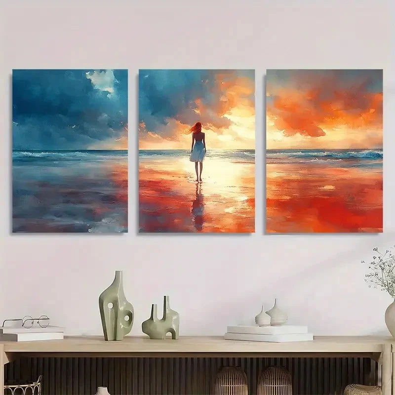3pcs Romantic Art Ocean Beach Stranger Perfect Wall Art Set Canvas Framed 40x60cm - High Quality Print 100% Australian Made Wall Canvas Ready to Hang