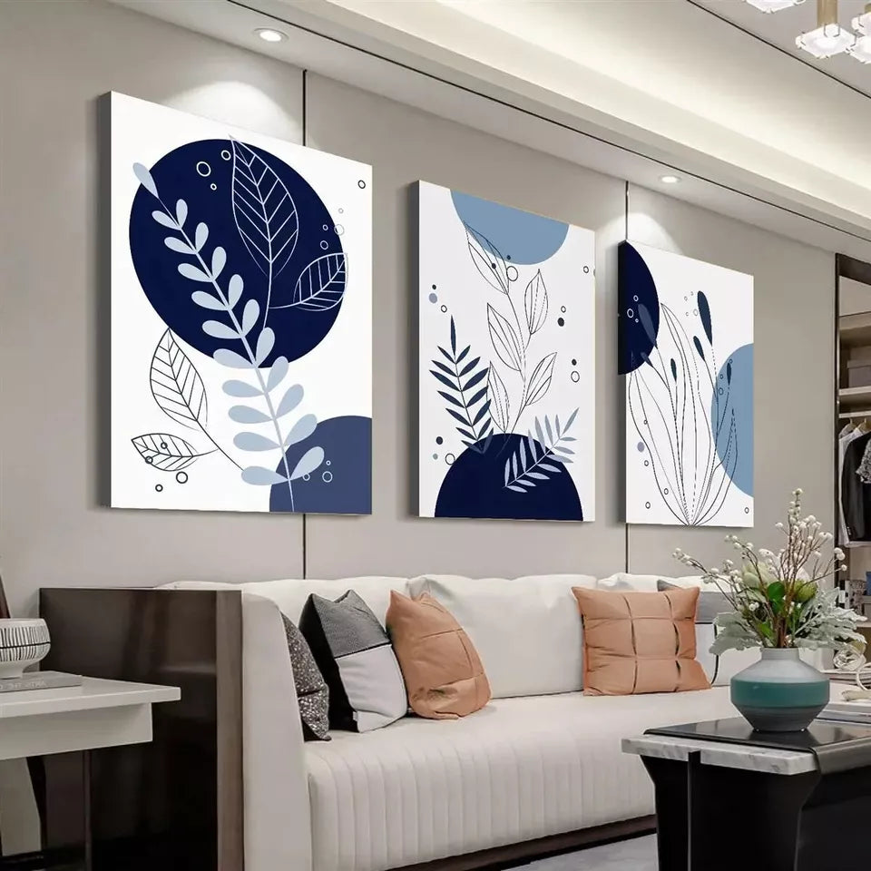 3pcs Abstract Geometric Modern Minimalist Wall Art Set Canvas Framed 50x70cm - High Quality Print 100% Australian Made Wall Canvas Ready to Hang