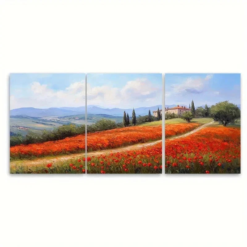 3pcs Tuscany Painting Italy Countryside FJ Wall Art Set Canvas Framed 50x70cm - High Quality Print 100% Australian Made Wall Canvas Ready to Hang