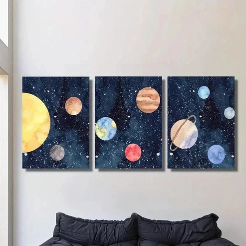 3pcs Solar System Planetary Decorative Art Set Canvas Unframed - High Quality Print 100% Australian Made Wall Canvas