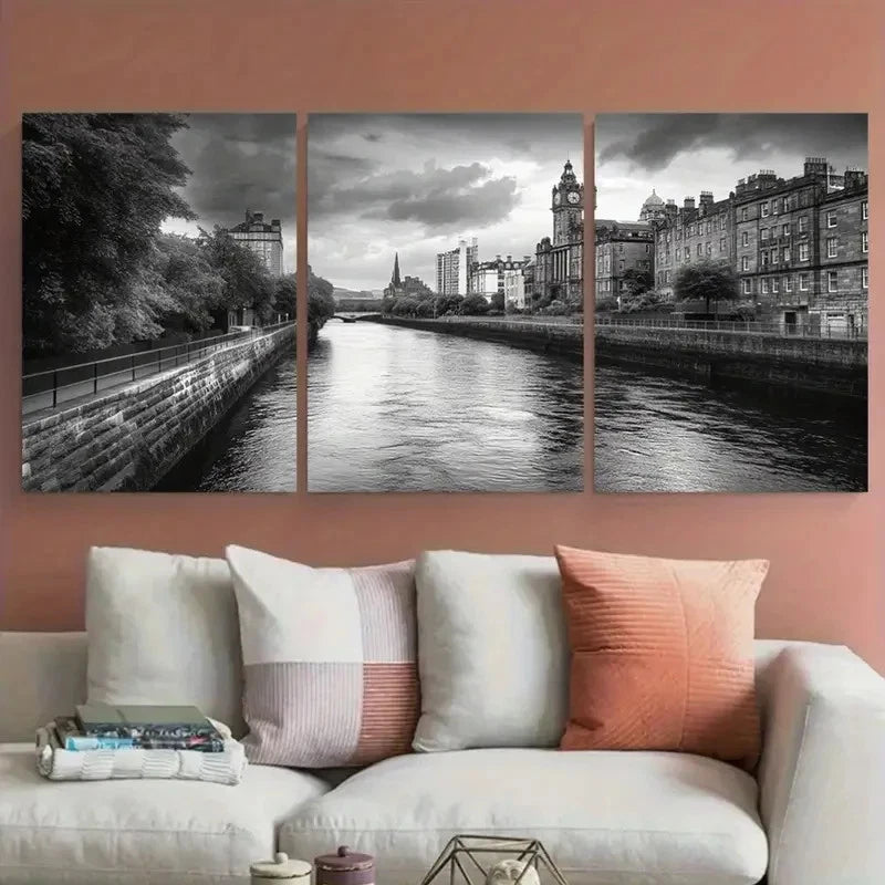 3pcs Black And White Painterly Perfect Wall Art Set Canvas Framed 40x60cm - High Quality Print 100% Australian Made Wall Canvas Ready to Hang