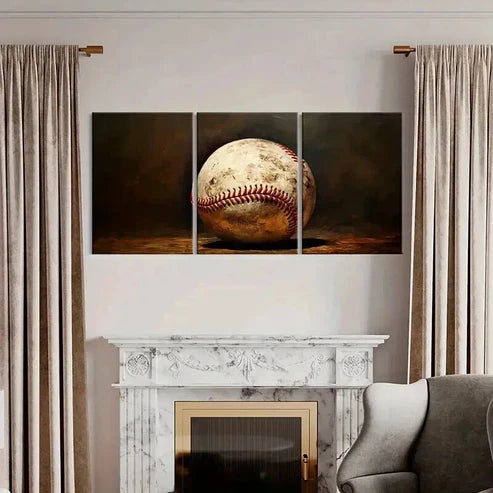 3pcs Abstract Aesthetic Baseball Wall Art Canvas Unframed - High Quality Print 100% Australian Made Wall Canvas