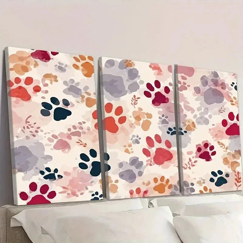 3pcs Abstract Artistic Cat Pattern Wall Art Set Canvas Framed 50x70cm - High Quality Print 100% Australian Made Wall Canvas Ready to Hang