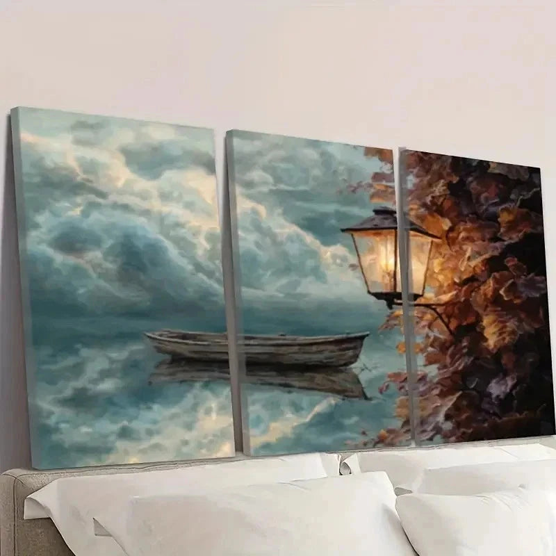 3pcs Simulation Oil Painting Wall Art Set Canvas Framed 60x90cm - High Quality Print 100% Australian Made Wall Canvas Ready to Hang