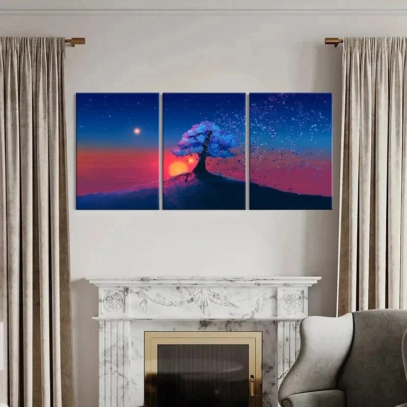 3pcs Nature Trees Sunset Landscape Wall Art Set Canvas Framed 40x60cm - High Quality Print 100% Australian Made Wall Canvas Ready to Hang
