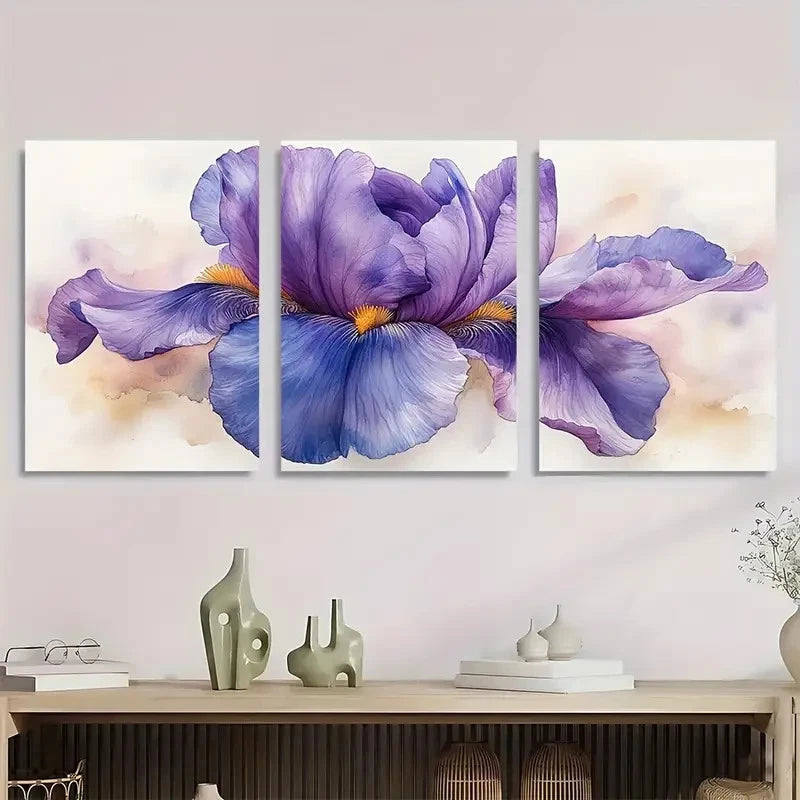 3pcs Floral Watercolor Flower Neutral Perfect Wall Art Set Canvas Framed 40x60cm - High Quality Print 100% Australian Made Wall Canvas Ready to Hang