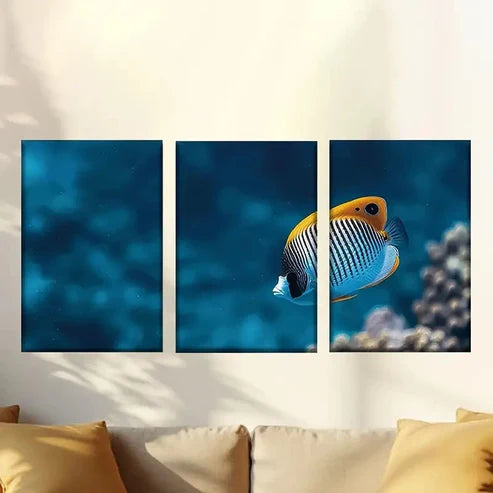 3pcs Cute Tropical Fish Wall Art Set Canvas Unframed – High Quality Print 100% Australian Made Wall Canvas