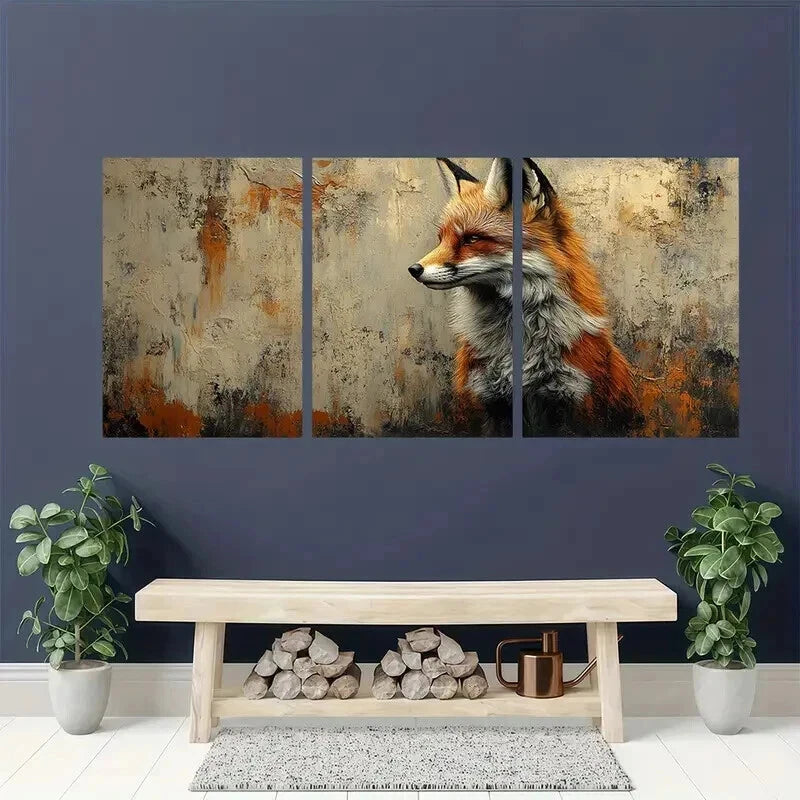 3pcs Vintage Fox Realistic Animal Printe Wall Art Set Canvas Framed 40x60cm - High Quality Print 100% Australian Made Wall Canvas Ready to Hang