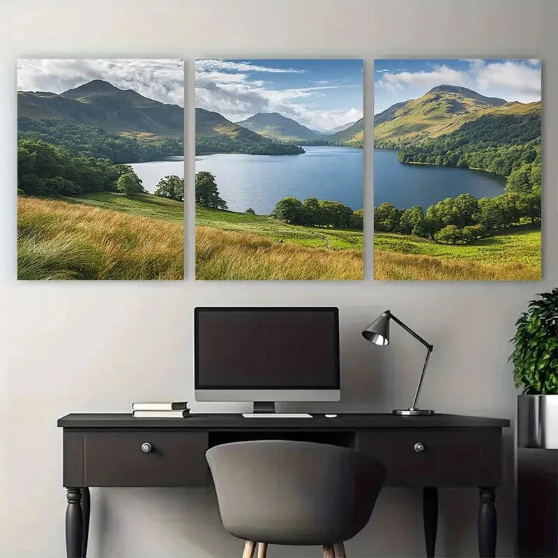 3pcs Scenic Lake District Mountain Perfect Wall Art Set Canvas Framed 40x60cm - High Quality Print 100% Australian Made Wall Canvas Ready to Hang