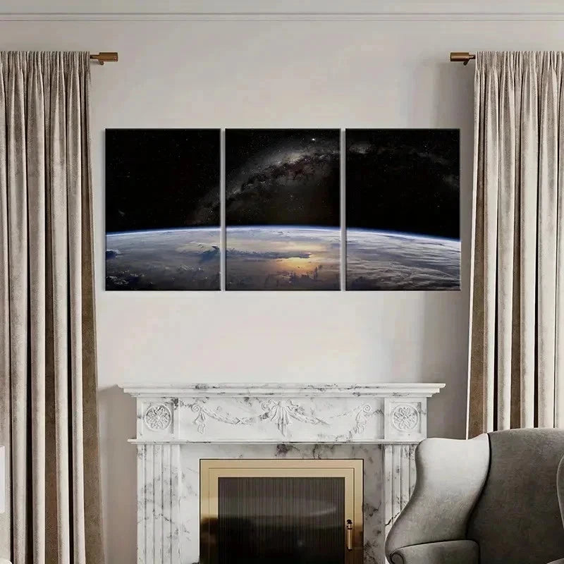 3pcs Outer Space Galaxy Planet Dark Universe Wall Art Set Canvas Framed 40x60cm - High Quality Print 100% Australian Made Wall Canvas Ready to Hang