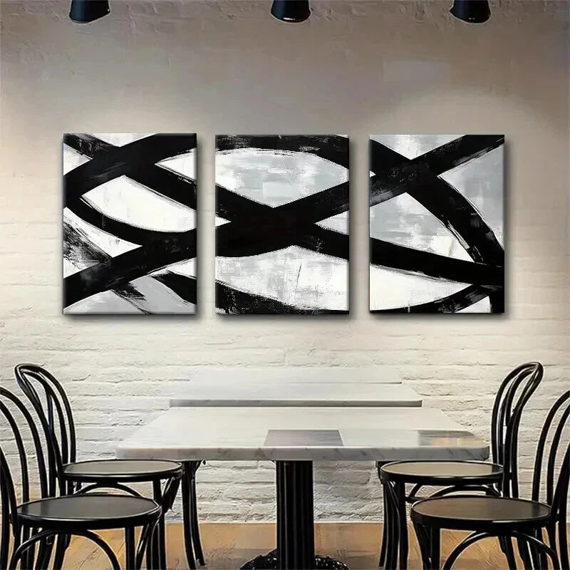 3pcs Bold Brushstroke Minimalist Modern Perfect Wall Art Set Canvas Framed 40x60cm - High Quality Print 100% Australian Made Wall Canvas Ready to Hang