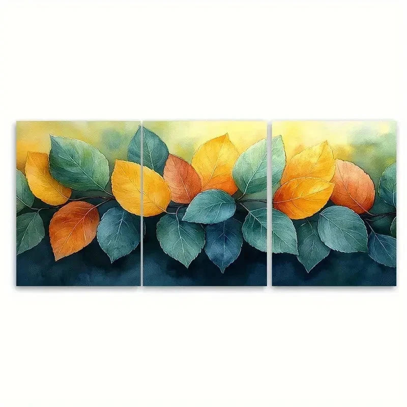 3pcs Autumn Green Yellow RI Wall Art Set Canvas Framed 60x90cm - High Quality Print 100% Australian Made Wall Canvas Ready to Hang