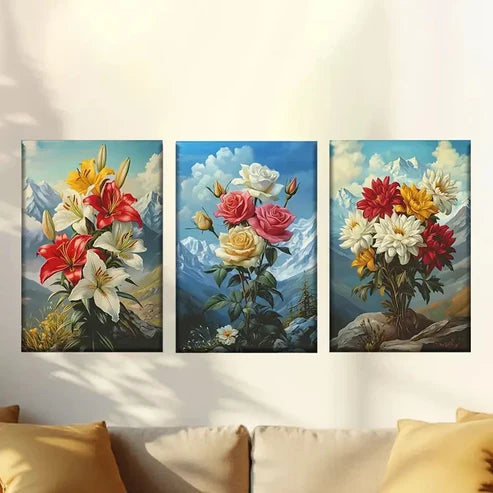 3pcs Charming bouquets in the valley Wall Art Set Canvas Unframed - High Quality Print 100% Australian Made Wall Canvas