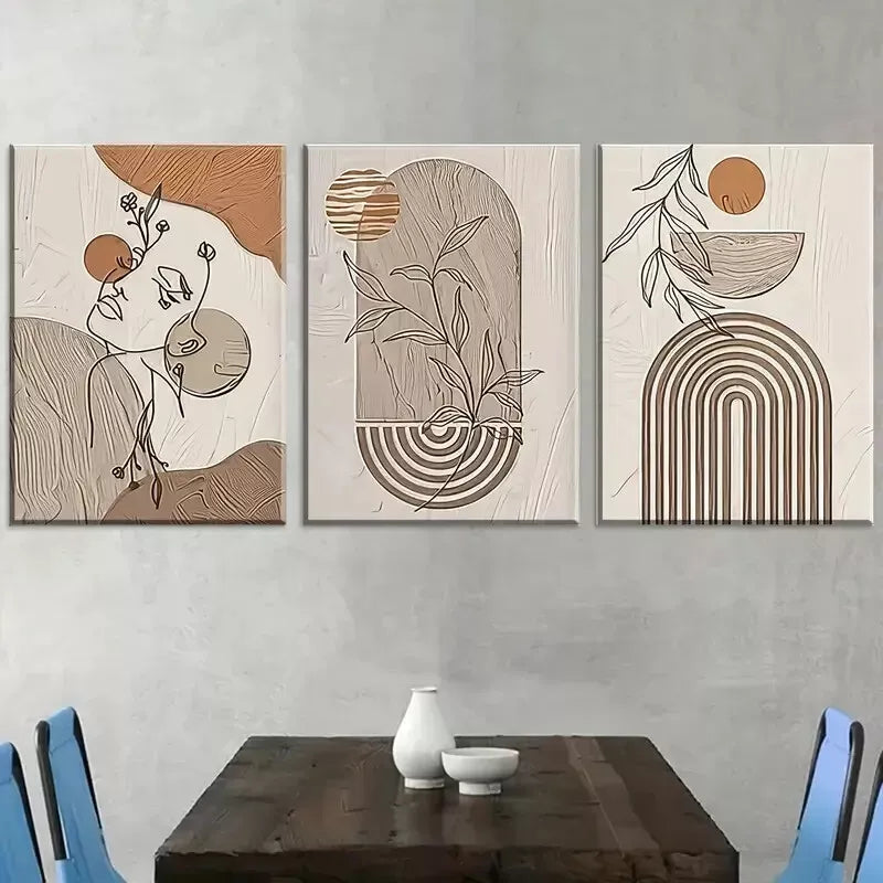 3pcs Bohemian Style Modern Fashion Geometric Wall Art Set Canvas Framed 40x60cm - High Quality Print 100% Australian Made Wall Canvas Ready to Hang