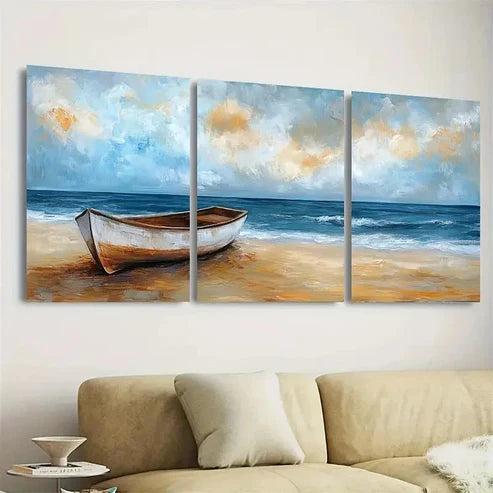 3pcs Nautical Beach Wall Art Set Canvas Unframed - High Quality Print 100% Australian Made Wall Canvas