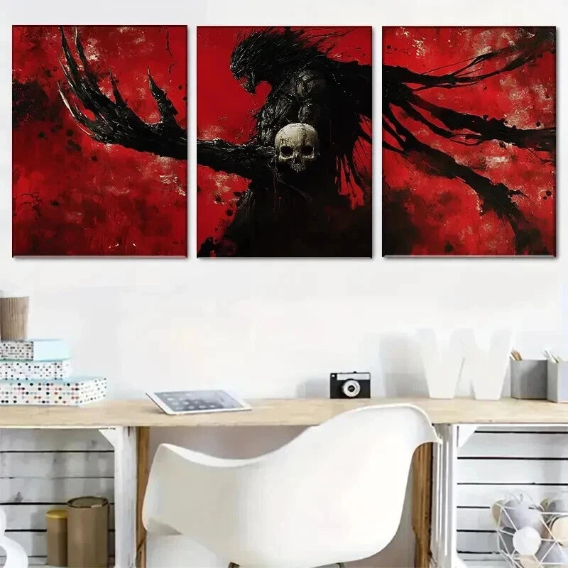 3pcs Dark Fantasy Mysterious Shadowy Perfect Wall Art Set Canvas Framed 40x60cm - High Quality Print 100% Australian Made Wall Canvas Ready to Hang