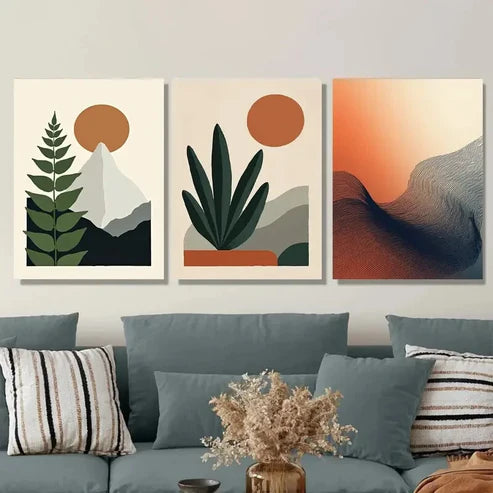 3pcs Modern Minimalist Abstract Plant Wall Art Set Canvas Unframed - High Quality Print 100% Australian Made Wall Canvas