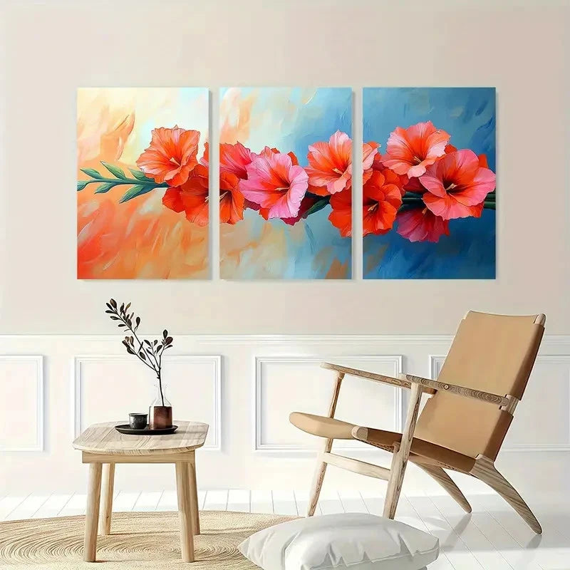 3pcs Gladiolus Flower Nature Beauty Perfect Wall Art Set Canvas Framed 40x60cm - High Quality Print 100% Australian Made Wall Canvas Ready to Hang