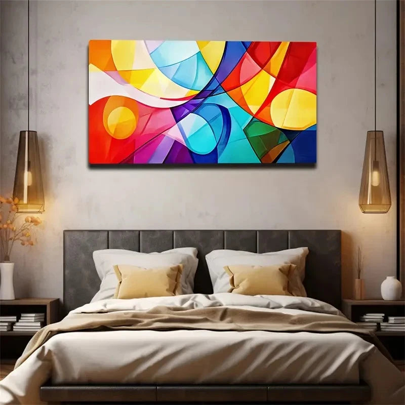 Modern Minimalist Vibrant Multi Wall Art Canvas Office Home Room Framed 120x60cm