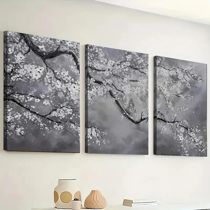3pcs Elegant Plum Blossom Décor Perfect Wall Art Set Canvas Framed 40x60cm - High Quality Print 100% Australian Made Wall Canvas Ready to Hang