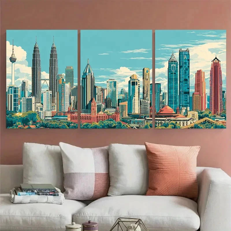 3pcs Kuala Lumpur Travel Décor Perfect Wall Art Canvas Unframed/Framed