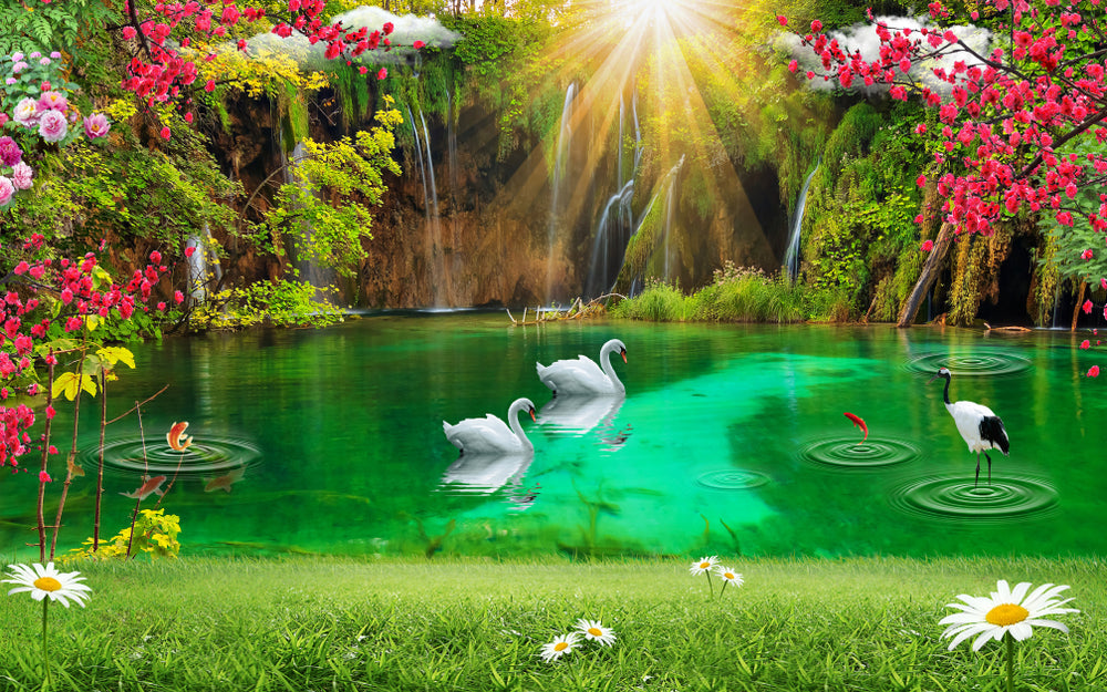 Birds on Lake Scenery Photograph Home Decor Premium Quality Poster Print Choose Your Sizes