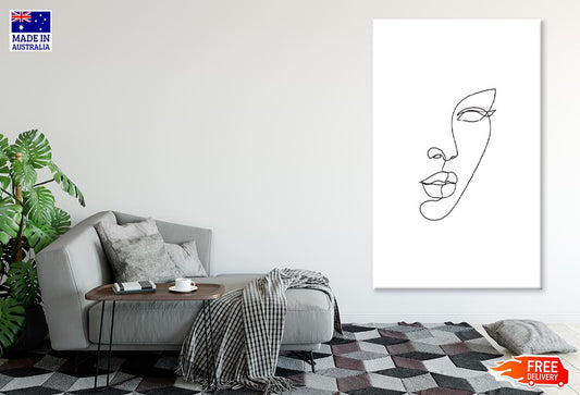 Woman Face B&W Line Art Design Print 100% Australian Made