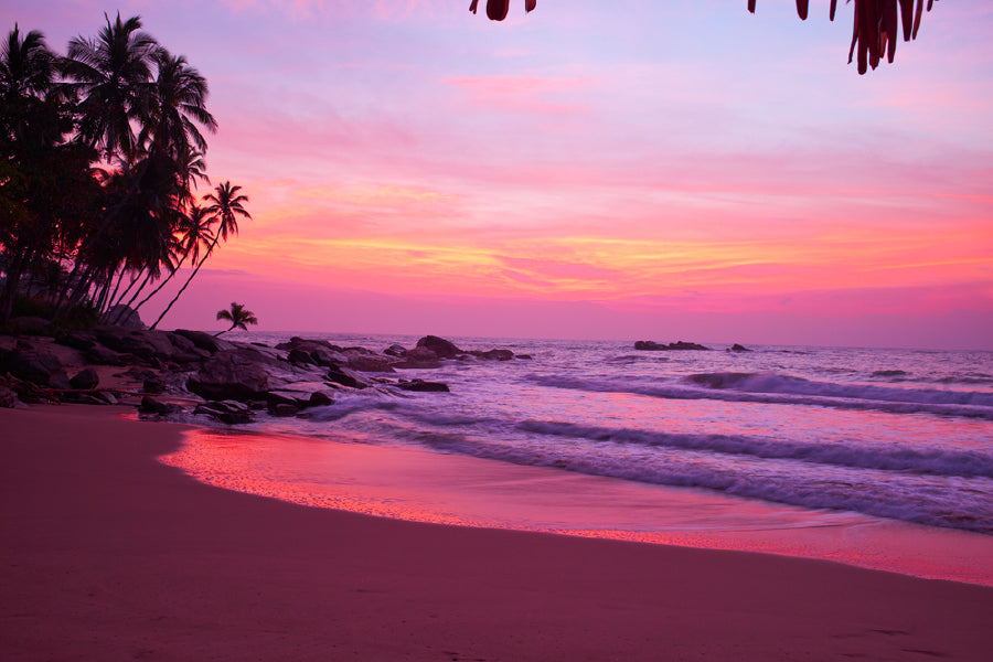 Pink Sunset Sky on Beach View Photograph Print 100% Australian Made