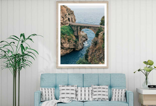 Old Stone Bridge & Sea Photograph in Italy Home Decor Premium Quality Poster Print Choose Your Sizes