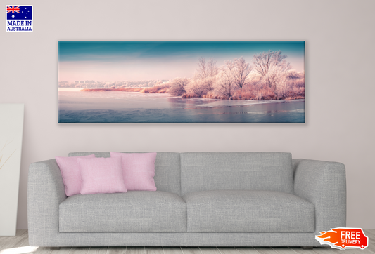 Panoramic Canvas Pink Tree Forest Snow High Quality 100% Australian made wall Canvas Print ready to hang