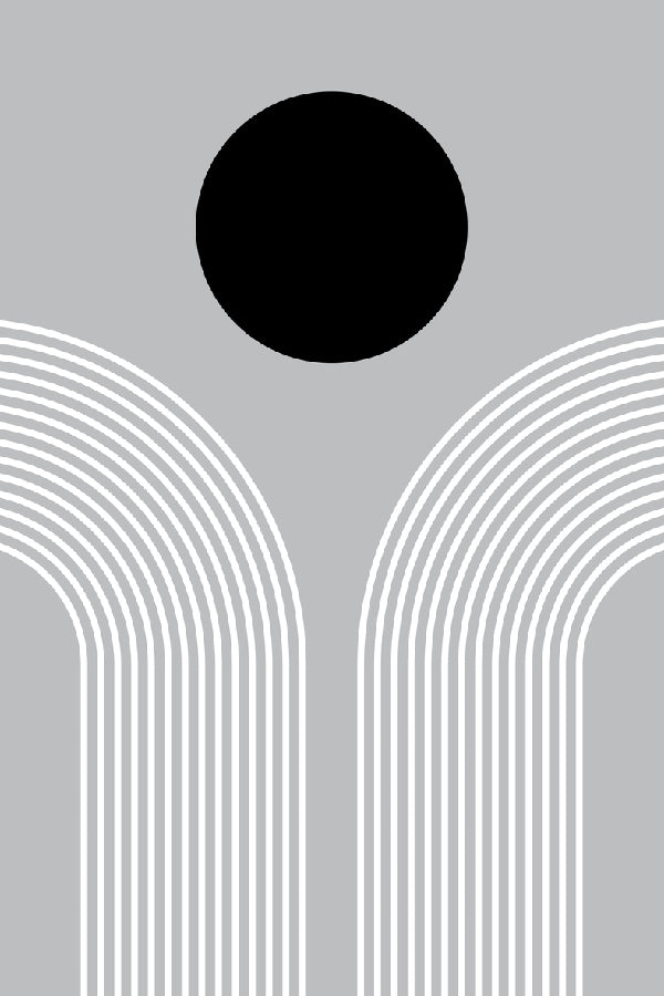 Circle Shape Line Art B&W Abstract Design Print 100% Australian Made