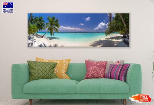 Panoramic Canvas Beach & Trees High Quality 100% Australian made wall Canvas Print ready to hang
