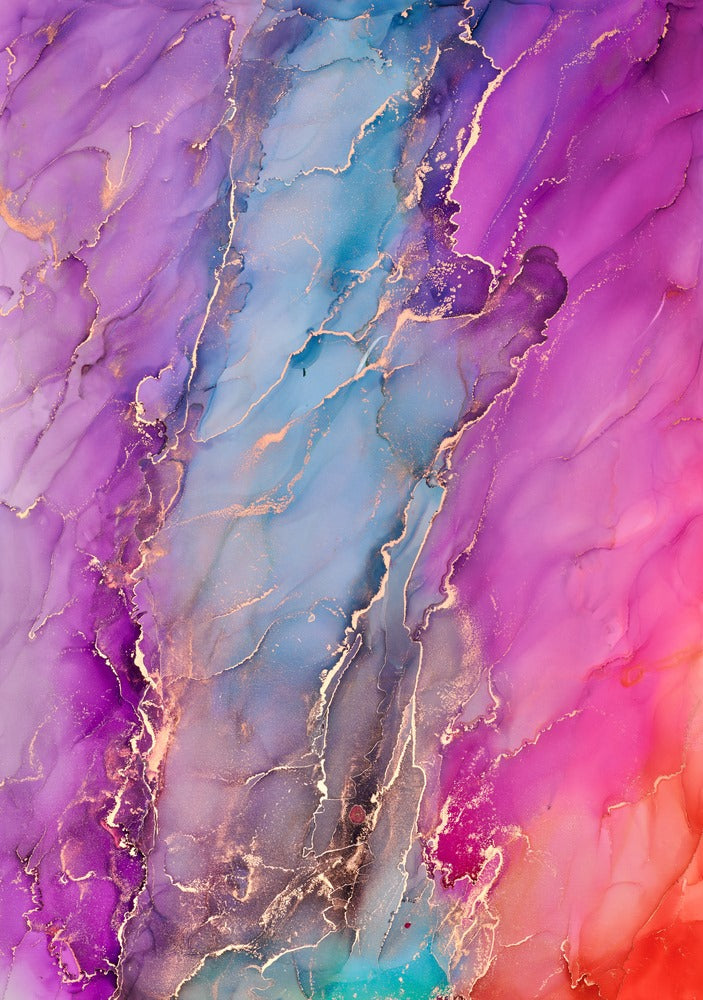 Pink Blue & Gold Abstract Design Print 100% Australian Made